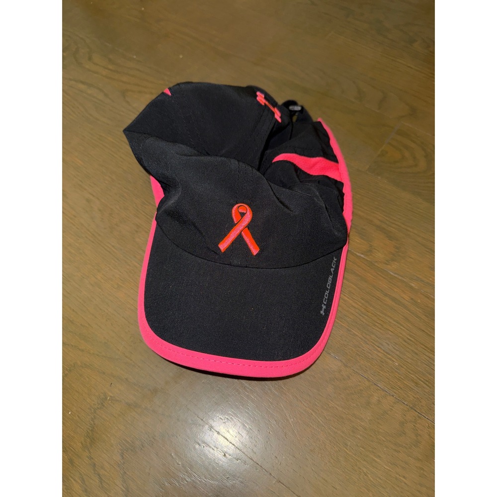 Under Armour ColdBlack Running Hat Black Pink Awareness Ribbon Adjustable OSFA